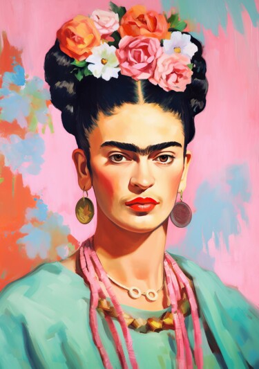 Frida Kahlo "Bunte Narben: Frida’s Geheimnisse in Öl" Arte digital titulada "Frida Kahlo "Bunte…" por Niklas Horstmann, Obra de arte original, Imagen generada por IA