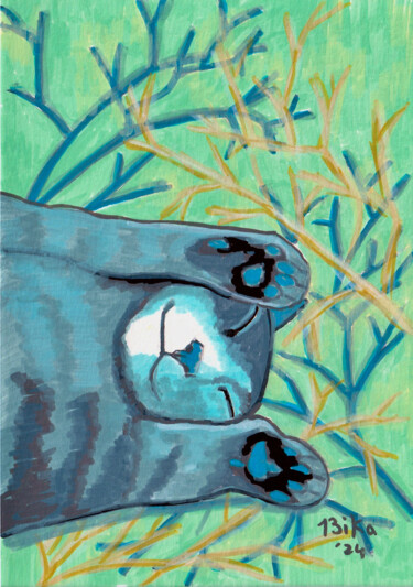 Schilderij getiteld "Cat #08" door Viktoriia Slavinska, Origineel Kunstwerk, Acryl