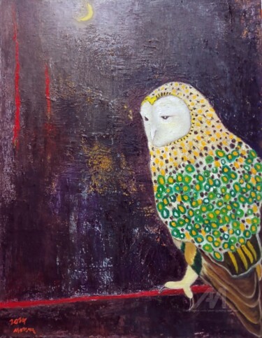 Midnight Contemplation: The Owl's Silent Fate 绘画 标题为“Midnight Contemplat…” 由Yeon-Gyeong Seo (Seo), 原创艺术品, 油