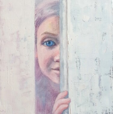 제목이 "Behind the door"인 미술작품 Alyona Masterkova로, 원작, 기름 나무 들것 프레임에 장착됨