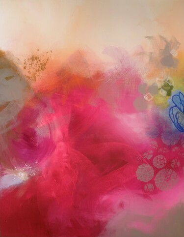 Peinture intitulée "Nuages de barbe à p…" par Anik Lapointe, Œuvre d'art originale, Acrylique Monté sur Châssis en bois