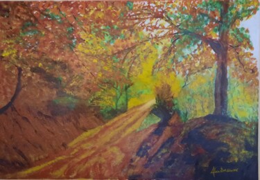 Peinture intitulée "Forêt d'automne" par Alain Grégoire, Œuvre d'art originale, Huile