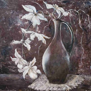 Painting titled "Orchid in a jug , o…" by Vira Bohatyrova, Original Artwork, Oil