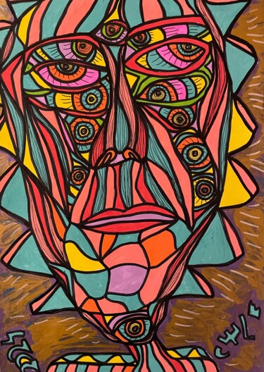 Take the time to look at it and you will know who you are or Dibujo titulada "Take the time to lo…" por Christophe Verger-Lecocq, Obra de arte original, Rotulador