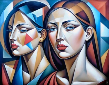 Arts numériques intitulée "ÂMES SOEURS (55CM X…" par Nictsi Khamira, Œuvre d'art originale, Peinture numérique