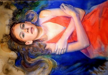 Painting titled "Water" by Olga Brink Art, Original Artwork, Watercolor