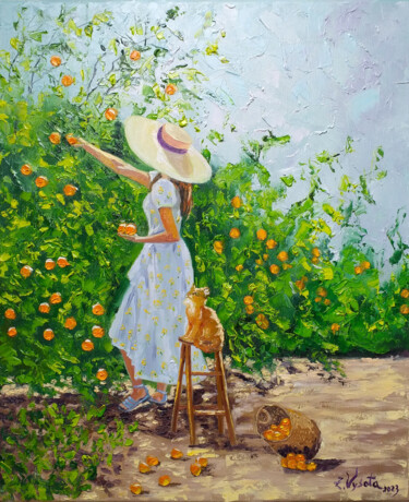 Pintura titulada "Orange Garden ." por Zina Vysota, Obra de arte original, Oleo Montado en Bastidor de camilla de madera