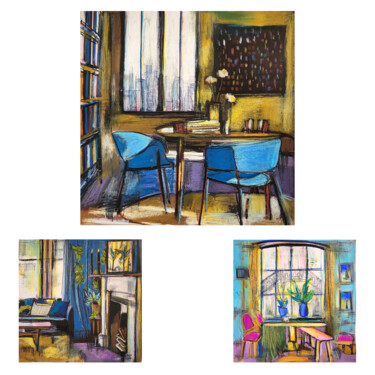 Painting titled "Intérieurs d'automn…" by Muriel Cayet, Original Artwork, Pencil