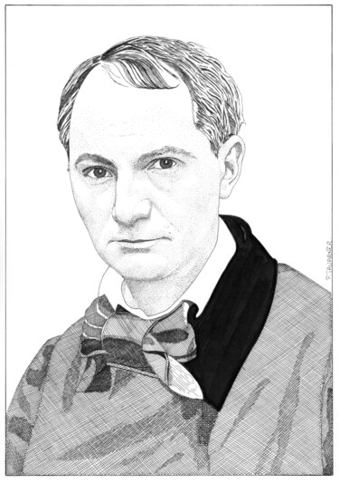 Dessin intitulée "Charles Beaudelaire" par Pascal Tavarner, Œuvre d'art originale, Encre