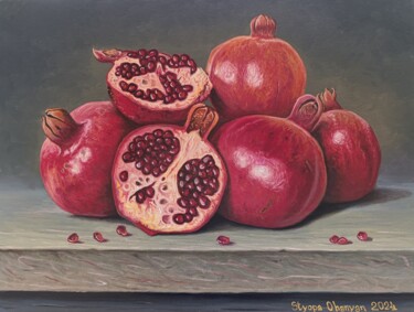 Crimson Treasures Painting titled "Crimson Treasures" by Stepan Ohanyan, Original Artwork, Oil Mounted on Wood Stretcher frame