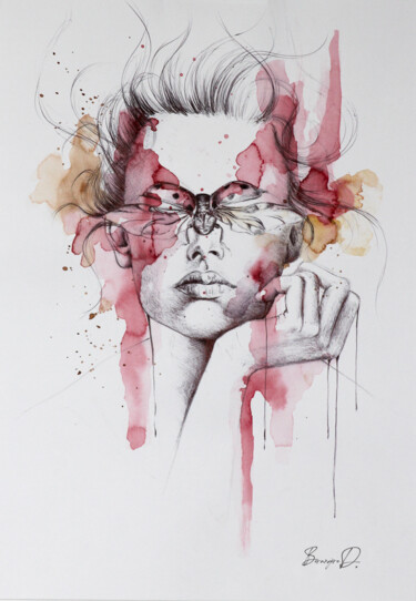 Tekening getiteld "Femmecte 4" door Bérangère D., Origineel Kunstwerk, Balpen