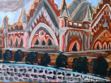 Картина под названием "The old rail way st…" - Yuliya Gündoğan (ostbiju_art), Подлинное произведение искусства, Акрил Устано…