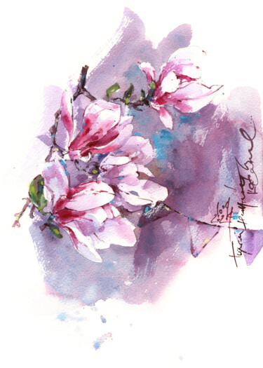 제목이 ""Melody of pink mag…"인 미술작품 Ksenia Selianko로, 원작, 수채화