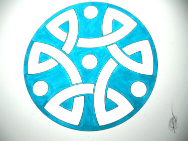 Dessin intitulée "Ecu celte" par Aélys, Œuvre d'art originale, Aquarelle