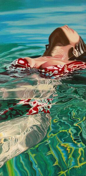 Peinture intitulée "Décolleté flottant" par Isabelle Hermida, Œuvre d'art originale, Acrylique Monté sur Châssis en bois