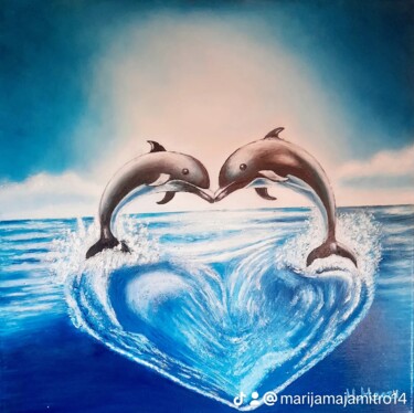 绘画 标题为“Love above water” 由Marija Mitrovic, 原创艺术品, 油 安装在木质担架架上