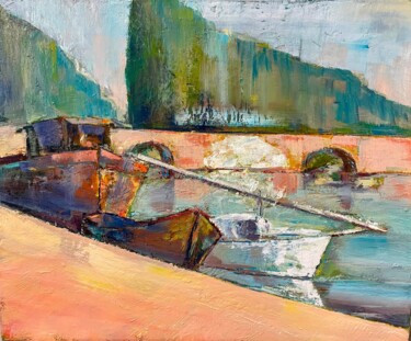 Painting titled "Ponts Jumeaux" by Charles Tapiero, Original Artwork, Oil