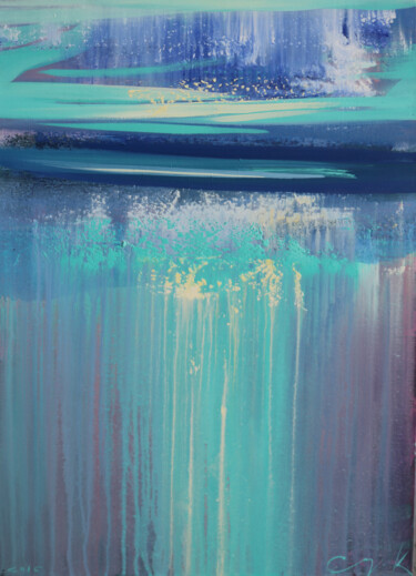 Painting titled "Subjective landscap…" by Katsiaryna Sumarava, Original Artwork, Oil Mounted on Wood Stretcher frame