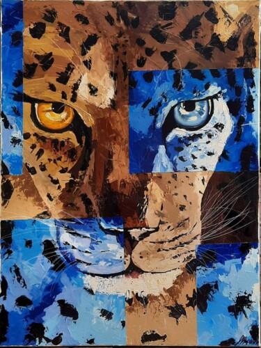 「Blue zone」というタイトルの絵画 Lena Klapprothによって, オリジナルのアートワーク, アクリル ウッドストレッチャーフレームにマウント