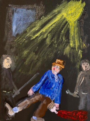 Pittura intitolato "L’ubriaco rischia g…" da Mario Pratesi, Opera d'arte originale, Olio Montato su Cartone
