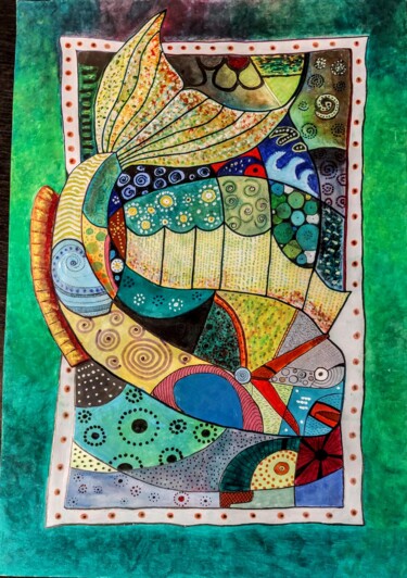 Pittura intitolato "fish" da Serban Schwartz, Opera d'arte originale, Acrilico