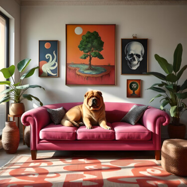 Arts numériques intitulée "Chez le Gros Chien…" par Karine Garelli (Reds Robin), Œuvre d'art originale, Image générée par l'…