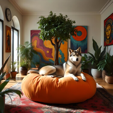 Arts numériques intitulée "Chez le Chien Loup" par Karine Garelli (Reds Robin), Œuvre d'art originale, Image générée par l'IA