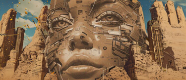 Digital Arts titled "Mount RUSHMORE 3000" by Pointless Pixels, Original Artwork, AI generated image Mounted on Wood Stretche…