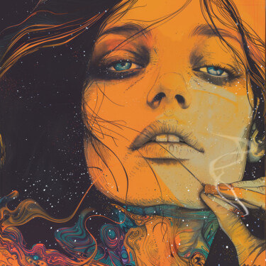 Digital Arts titled "Summer of Love 1968" by Pointless Pixels, Original Artwork, 2D Digital Work Mounted on Wood Stretcher f…