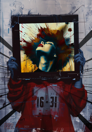 Digital Arts titled "16 31" by Pointless Pixels, Original Artwork, AI generated image Mounted on Wood Stretcher frame