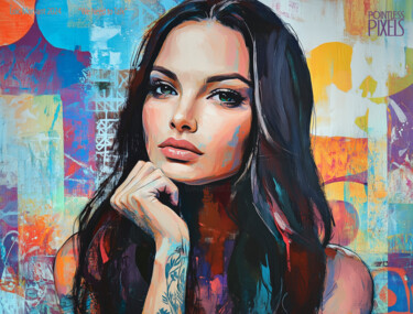 Digital Arts titled "we need to talk v2" by Pointless Pixels, Original Artwork, AI generated image Mounted on Wood Stretcher…