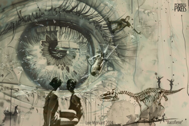Digital Arts titled "Baclocur" by Pointless Pixels, Original Artwork, 2D Digital Work Mounted on Wood Stretcher frame