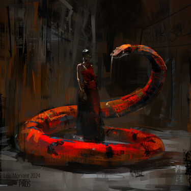 Digital Arts titled "Stay Still v2" by Pointless Pixels, Original Artwork, AI generated image Mounted on Wood Stretcher frame