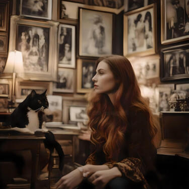 Arts numériques intitulée "Chez le Chat Empail…" par Karine Garelli (Reds Robin), Œuvre d'art originale, Image générée par l…