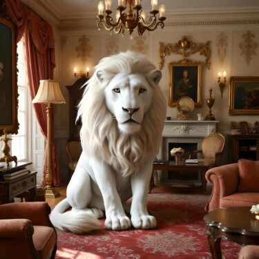 Arts numériques intitulée "Chez le Grand Lion…" par Karine Garelli (Reds Robin), Œuvre d'art originale, Image générée par l'…