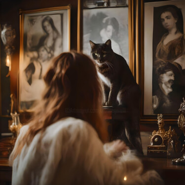 Arts numériques intitulée "Chez le Chat Empail…" par Karine Garelli (Reds Robin), Œuvre d'art originale, Image générée par l…
