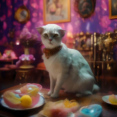 Arts numériques intitulée "Chez le Chat Bizarre" par Karine Garelli (Reds Robin), Œuvre d'art originale, Image générée par l…