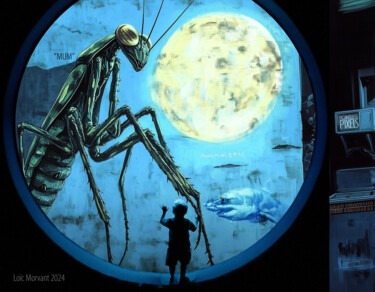 Digital Arts titled "FEAR V4" by Pointless Pixels, Original Artwork, 2D Digital Work Mounted on Wood Stretcher frame