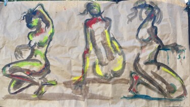 제목이 "3 femmes nues"인 그림 Patmoli로, 원작, 아크릴