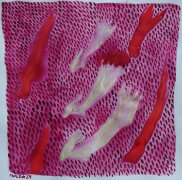 " Trois " rouge femme " ! " Peinture intitulée "" Trois " rouge fem…" par Laurent Mangepapier, Œuvre d'art originale, Aquarelle