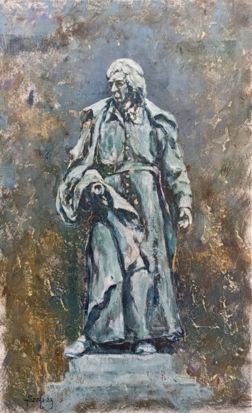 Schilderij getiteld "Vodnik." door Tetyana Donets, Origineel Kunstwerk, Olie Gemonteerd op Frame voor houten brancard