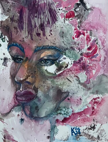 The Lady Enigma Pittura intitolato "The Lady Enigma" da Katerina Anchugova, Opera d'arte originale, Acquarello