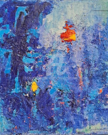 绘画 标题为“Tendrement bleu pro…” 由Jean-Marc Chapelet (jeanmarchapelet), 原创艺术品, 油