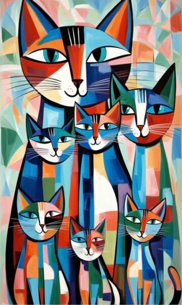 数字艺术 标题为“cats 7 (Picasso)” 由Natalia Smirnova, 原创艺术品, AI生成的图像