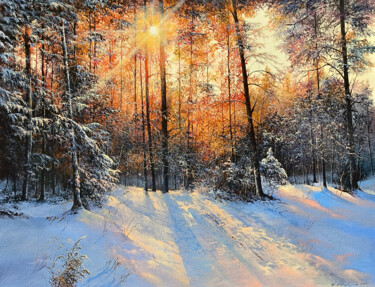 Winter’s Radiance Peinture intitulée "Winter’s Radiance" par Sergey Miqayelya, Œuvre d'art originale, Huile Monté sur Châssis en bois