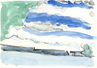 Malerei mit dem Titel "Elbe bei Teufelsbrü…" von Detlef Lemme (Farbenkugel), Original-Kunstwerk, Aquarell