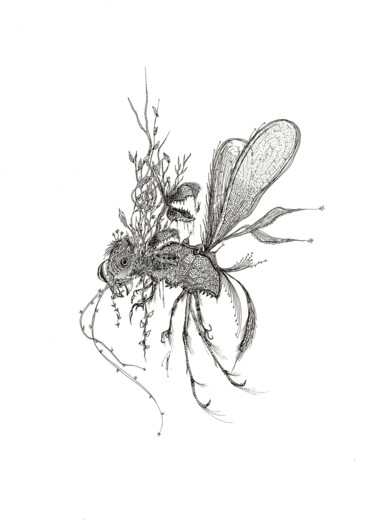 Vespa velutina Disegno intitolato "Vespa velutina" da Mphil, Opera d'arte originale, Inchiostro