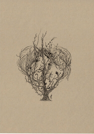 L'arbre des chevaux 图画 标题为“L'arbre des chevaux” 由Mphil, 原创艺术品, 墨