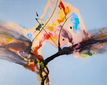Painting titled "Primordial Bloom" by Weronika Dylag, Original Artwork, Acrylic Mounted on Wood Stretcher frame