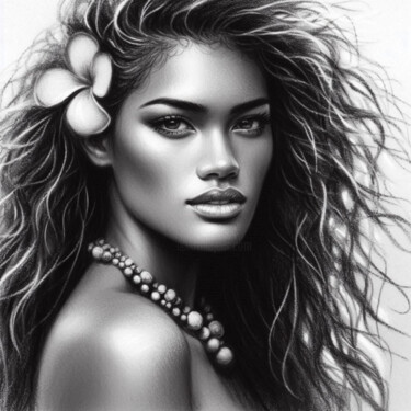 Digitale Kunst mit dem Titel "Polynesian Native -…" von Shadow, Original-Kunstwerk, Kohle